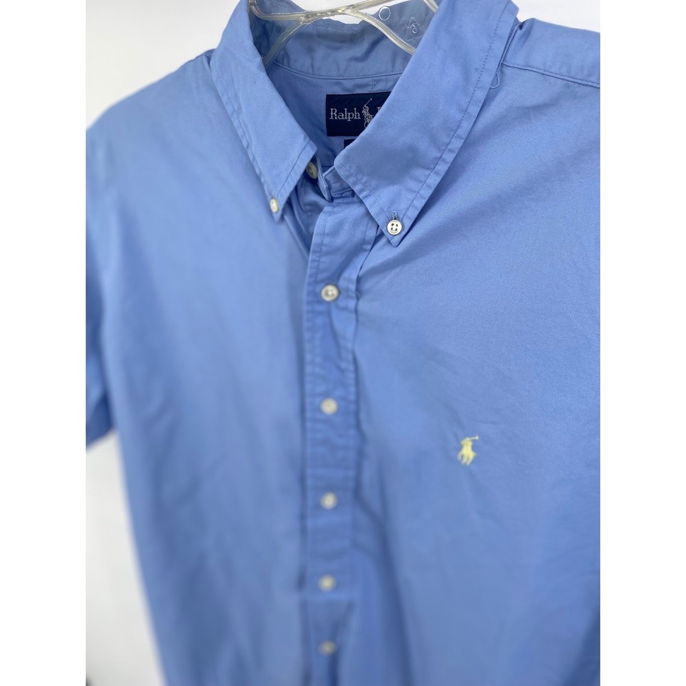 Ralph Lauren Blake Mens XL Blue Short Sleeve Button Down 100% Cotton Shirt - Picture 4 of 9